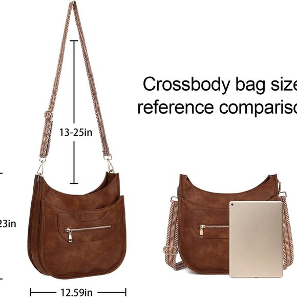 Leather Crossbody Bag for Women Adjustable Strap Multi-Pocket Casual Purse - Picture 4 of 7